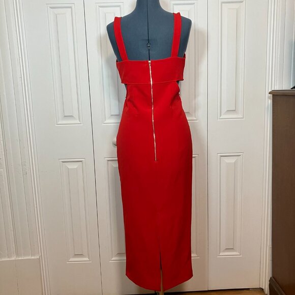 Zara Red Cut Out Bustier Bodycon Dress Size M - Picture 2 of 6